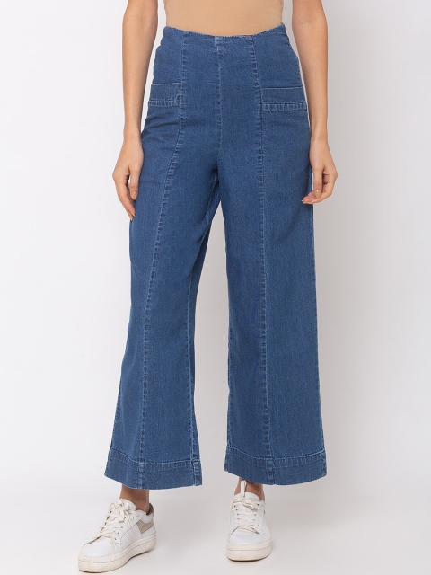 

TARAMA Women Blue Wide Leg High-Rise Clean Look Jeans