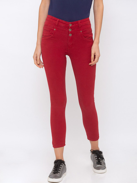 

Globus Women Red Skinny Fit Mid-Rise Clean Look Jeans