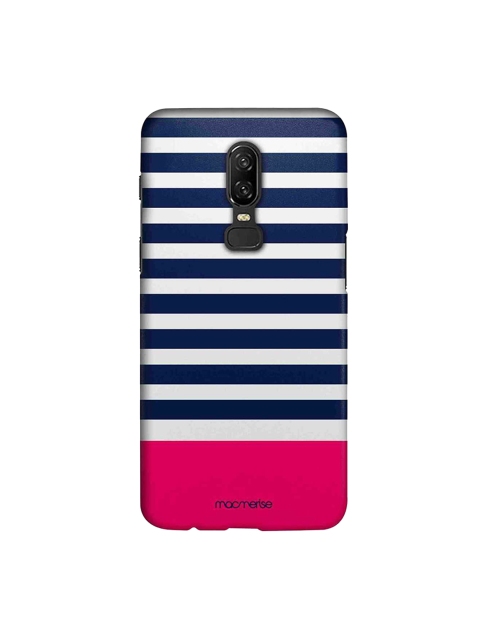 macmerise White & Navy Blue Simply Stripes Sublime OnePlus 6 Back Cover