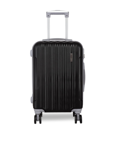 

Teakwood Leathers Unisex Black Textured Hard-Sided Cabin Trolley Suitcase