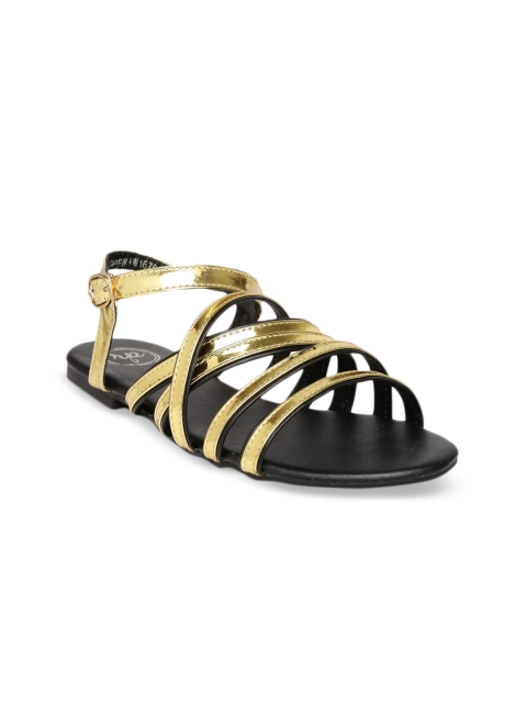 

red pout Women Gold-Toned Solid Open Toe Flats