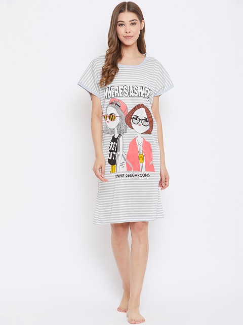 

Camey Grey & Orange Printed Sleep Shirt