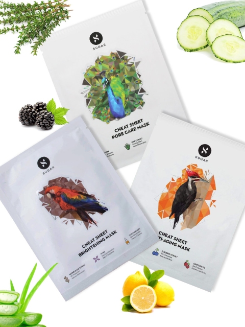 

SUGAR Pack Of 3 Cheat Sheet Masks, White