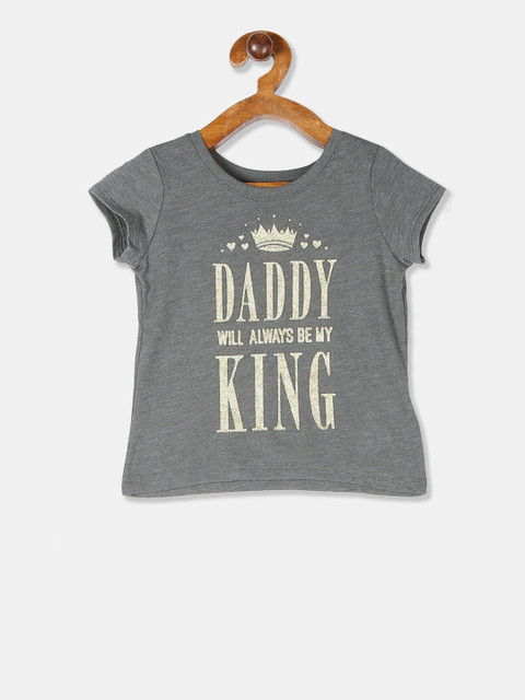 

The Childrens Place Girls Grey Printed Round Neck T-shirt