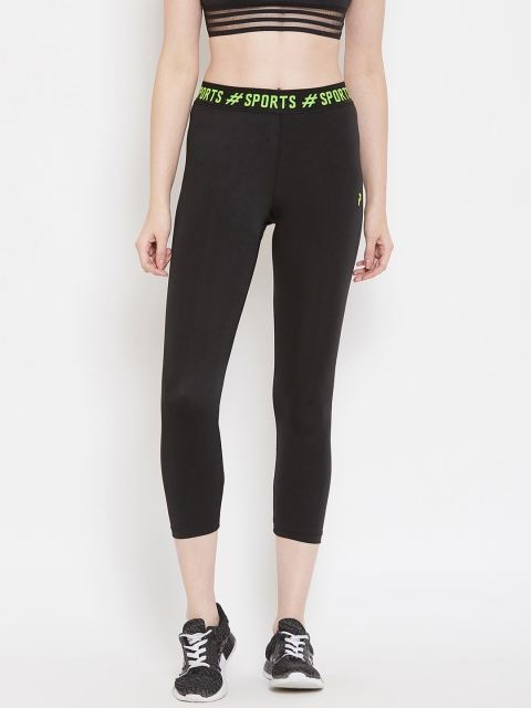 

PERFKT-U Women Black Solid Slim-Fit Three Fourth-Length Tights