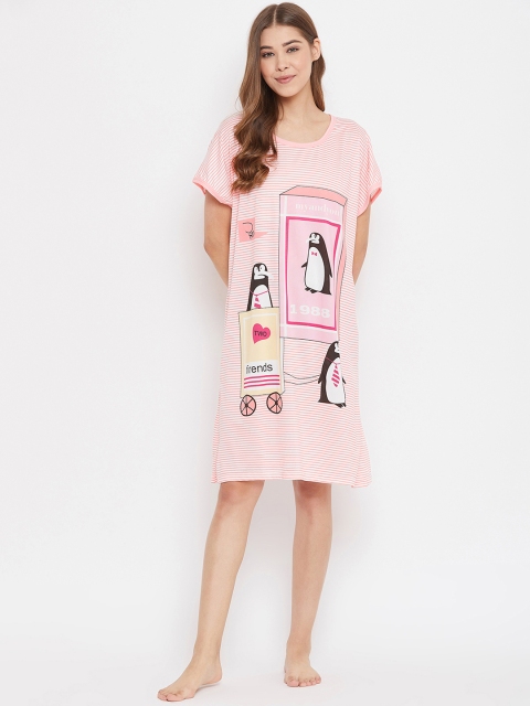 

Camey Women Pink Striped Sleep Shirt
