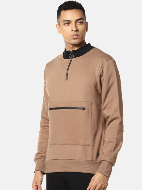 

Campus Sutra Men Tan Brown Solid Sweatshirt