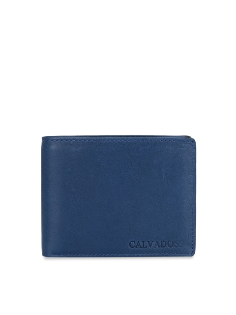 

Calvadoss Men Blue Solid Leather Two Fold Wallet
