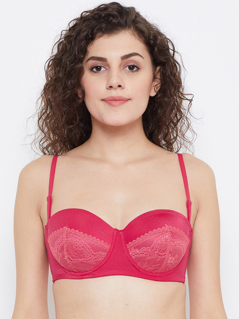 

Clovia Pink Solid Underwired Lightly Padded Balconette Bra BR1679P1432B