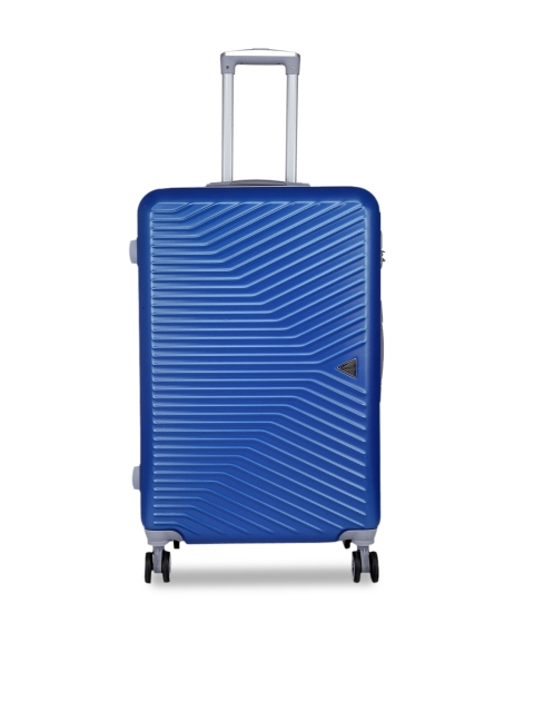 Teakwood Leathers Unisex Blue Textured Hard-Sided Large Trolley Suitcase