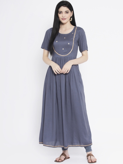 

studio rasa Women Grey Embroidered Anarkali Kurta