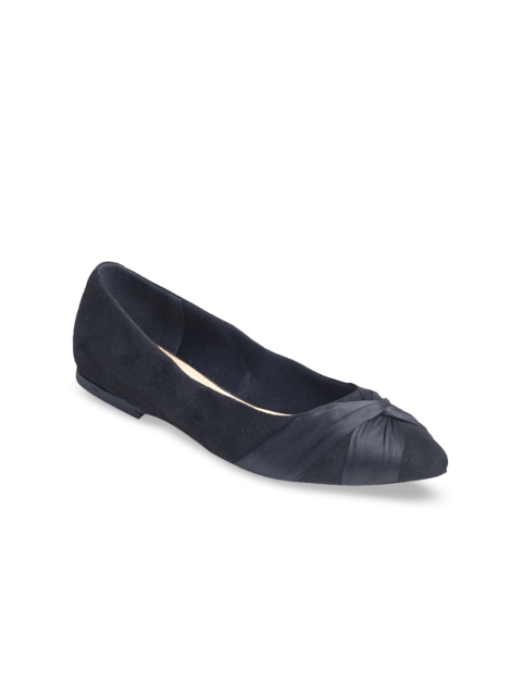 

LEMON & PEPPER Women Navy Blue Solid Synthetic Suede Ballerinas