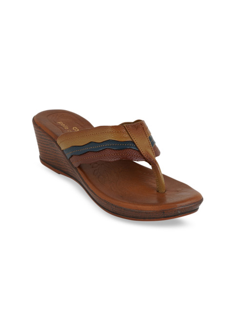 

pelle albero Women Brown Colourblocked Leather Wedges