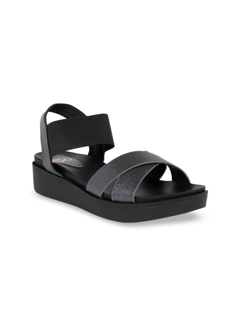 

Sole To Soul Women Charcoal Grey & Black Colourblocked Comfort Heels