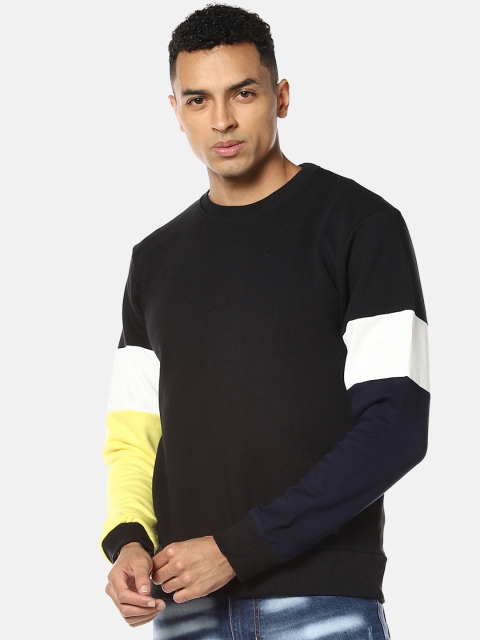 

Campus Sutra Men Black Colourblocked Sweatshirt