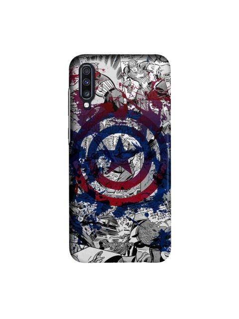 

macmerise Grey & Blue Marvel Comics Splash Out Shield Sublime Samsung Galaxy A70 Back Case