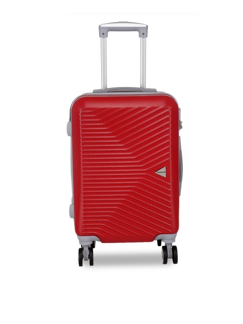 

Teakwood Leathers Unisex Red Textured 360-Degree Rotation Cabin Trolley Suitcase