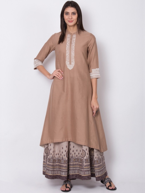 

Biba Women Beige Solid A-Line Kurta