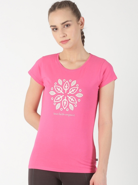 

Soul Space Women Pink Printed Organic Cotton Round Neck T-shirt