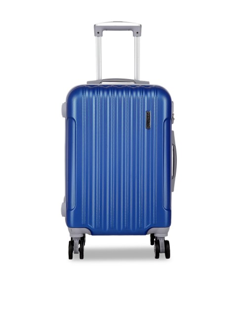 

Teakwood Leathers Unisex Blue Textured Hard-Sided Cabin Trolley Suitcase