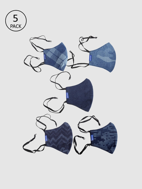 

Jack & Jones Men Pack of 5 3-Ply Reusable Outdoor Mask, Blue