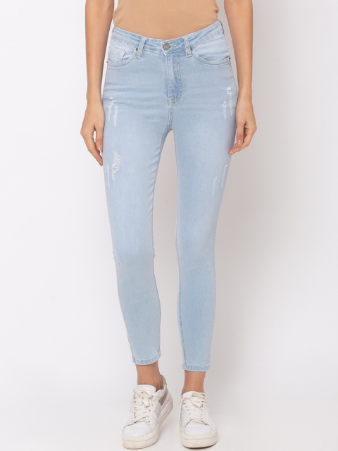 

TARAMA Women Blue Skinny Fit High-Rise Low Distress Stretchable Jeans