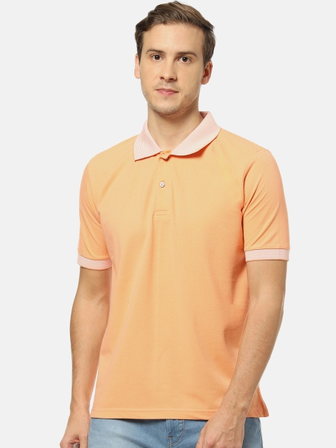 

Campus Sutra Men Peach-Coloured Solid Polo T-shirt