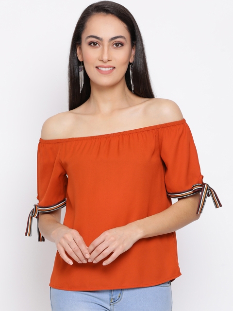 

ALL WAYS YOU Women Orange Solid Bardot Top