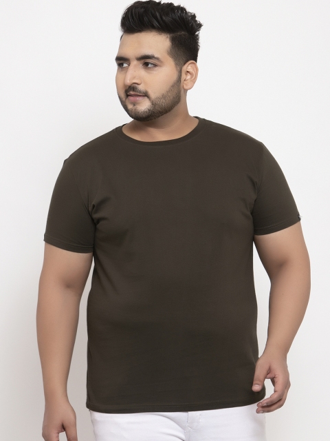 

Rodzen Men Green Solid Round Neck T-shirt