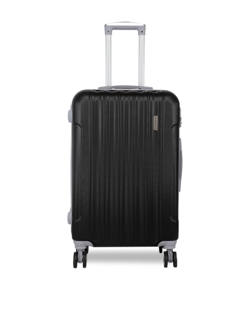 

Teakwood Leathers Unisex Black Textured Hard-Sided Medium Trolley Suitcase