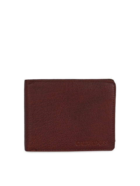 

Calvadoss Men Brown Solid Leather Two Fold Wallet