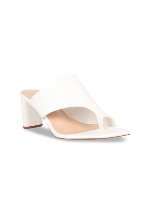 

Sole To Soul Women White Solid Heeled Mules