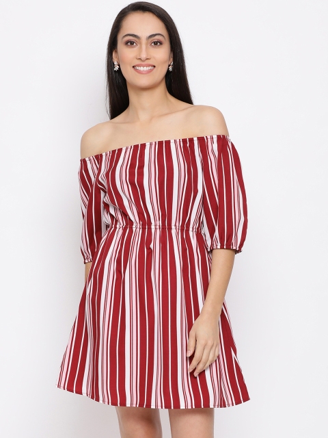 

ALL WAYS YOU Women Multicoloured Striped Fit and Flare Dress, Multi