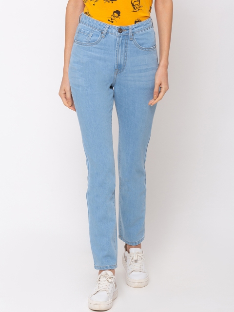 

TARAMA Women Blue Straight Fit High-Rise Clean Look Jeans