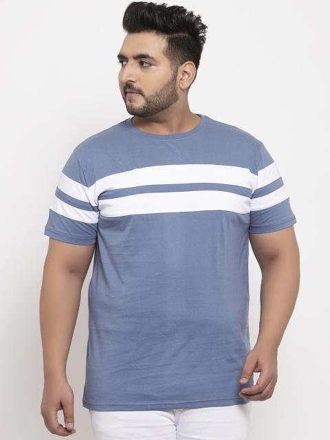 

Rodzen Men Blue & White Colourblocked Round Neck T-shirt