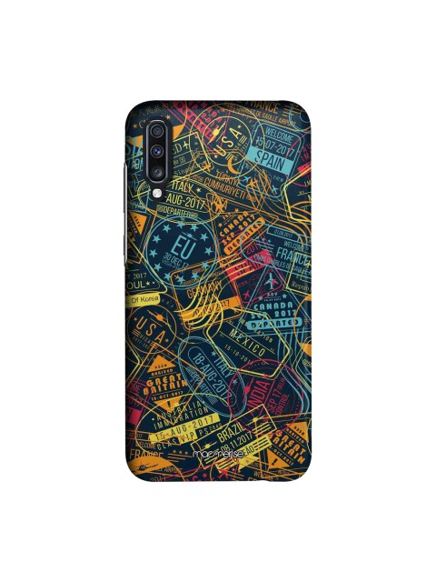 

macmerise Multicoloured Immigration Stamps Neon Samsung Galaxy A70 Back Case, Multi