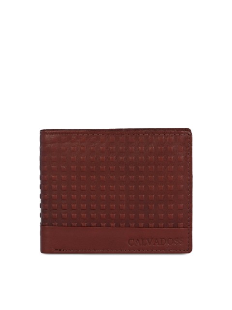 

Calvadoss Men Brown Textured Premium Leather Two Fold Wallet
