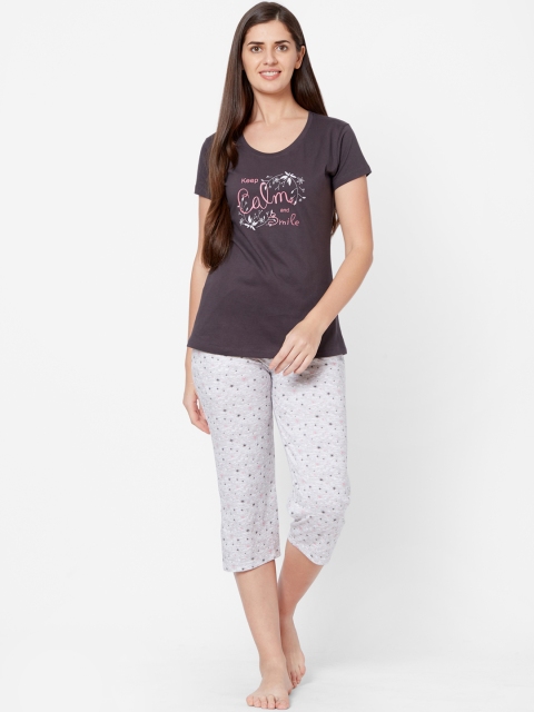 

Juliet Women Taupe & Grey Printed Night Suit