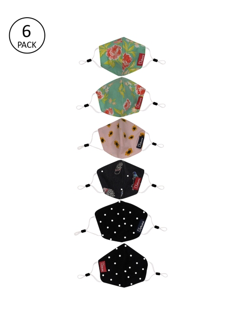 

DChica Girls Pack of 6 Multicoloured 2-Ply Reusable Masks, Multi