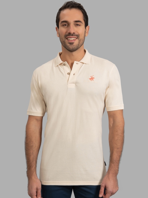 

Beverly Hills Polo Club Men Beige Solid Polo Collar T-shirt