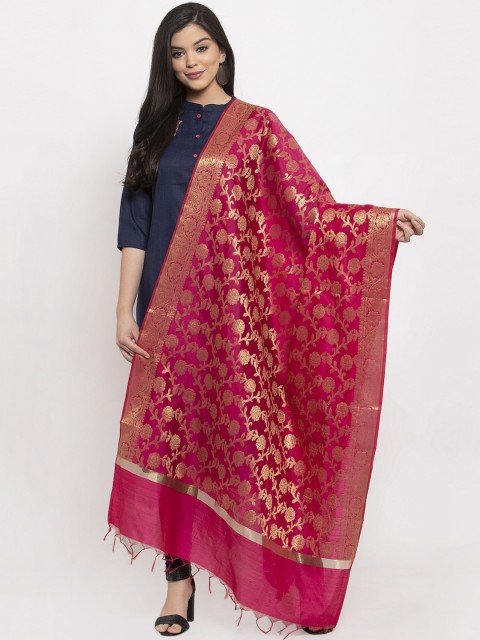 

LOOM LEGACY Magenta & Gold-Toned Woven Design Dupatta