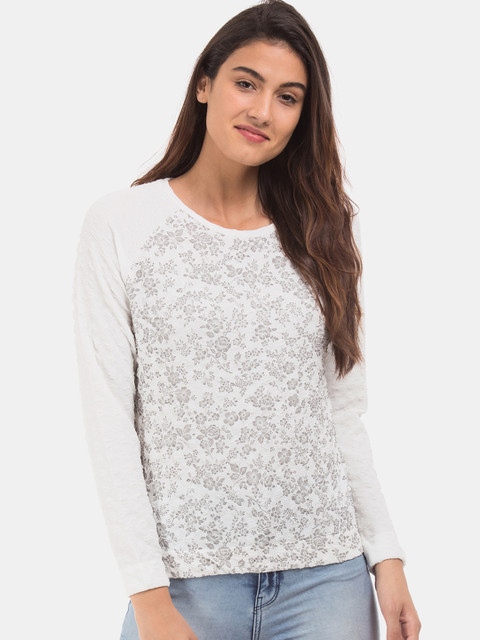 

Cherokee Women White Printed Sweatshirt