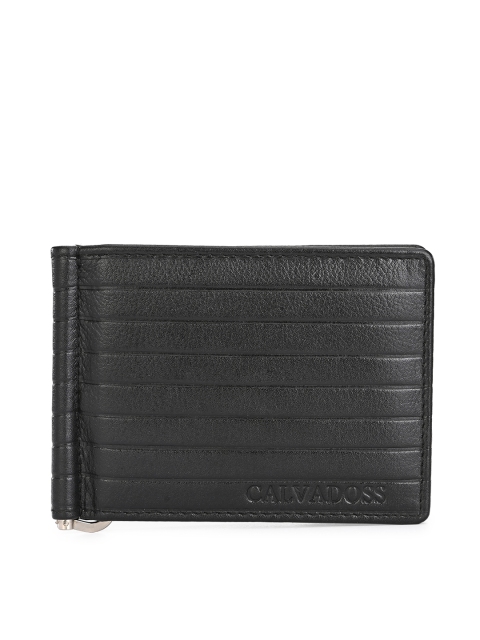 

Calvadoss Unisex Black Striped Leather Money Clip