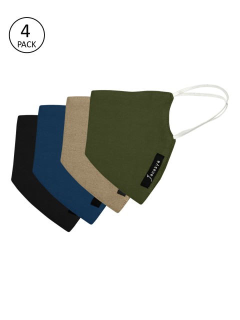 

Janasya Unisex Pack Of 4 2-Ply Reusable Cloth Masks, Multi