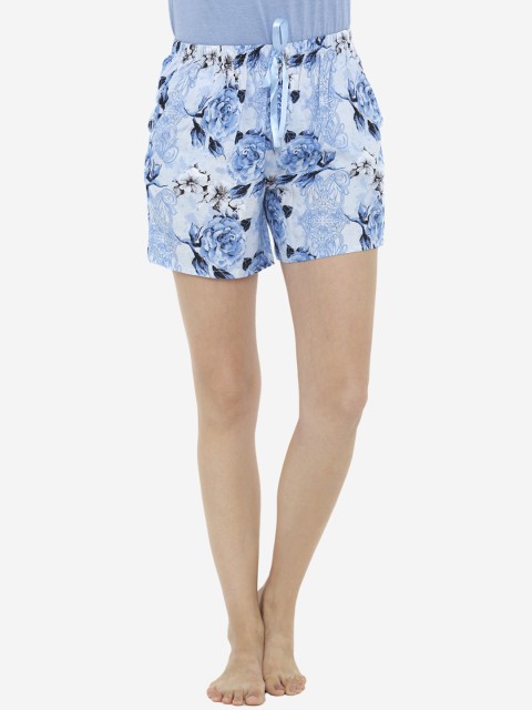 

Heart 2 Heart Women Blue Floral Printed Lounge Shorts