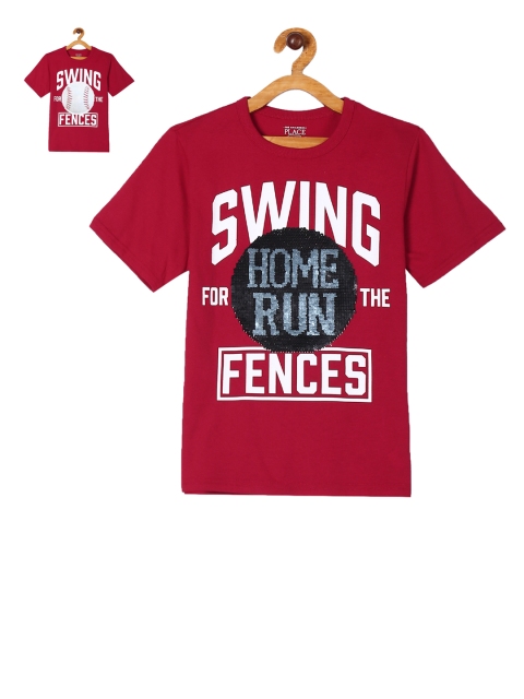 

The Childrens Place Boys Red Printed Round Neck T-shirt