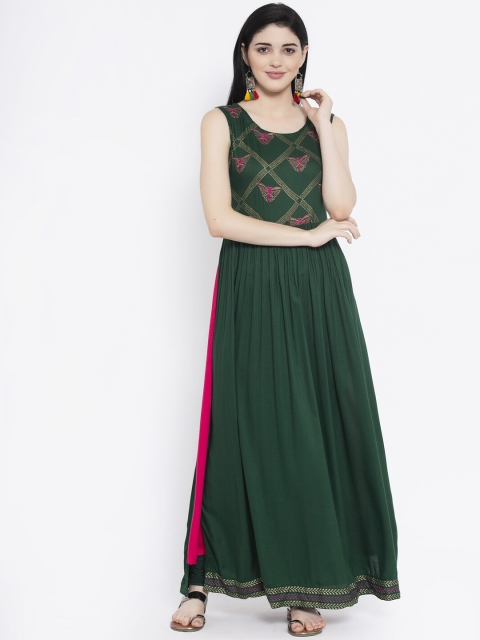

studio rasa Women Green Embroidered Anarkali Kurta