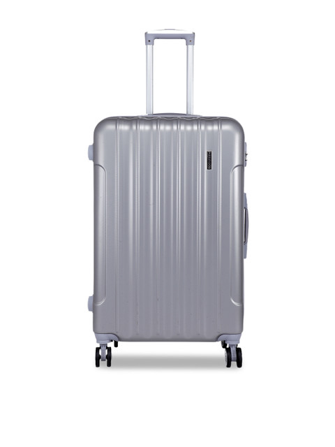 

Teakwood Leathers Unisex Silver-Coloured Textured Hard-Sided Large Trolley Suitcase