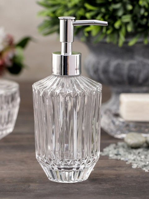 

Pure Home and Living Set Of 2 Transparent & Silver-Toned Textured Dispensers