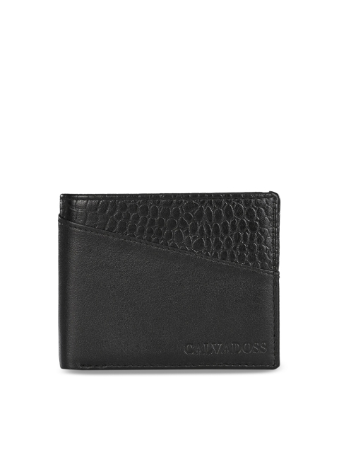 

Calvadoss Men Black Textured Leather Two Fold Wallet